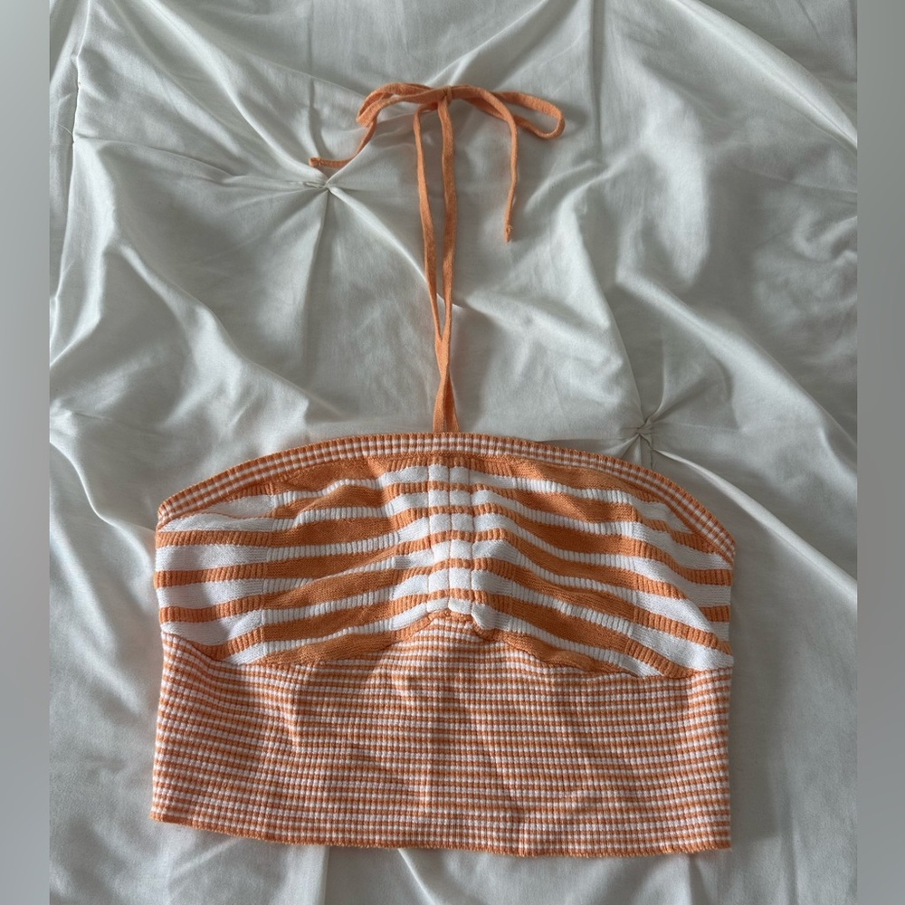 Kendall & Kylie Orange and White Checkered Tube Top